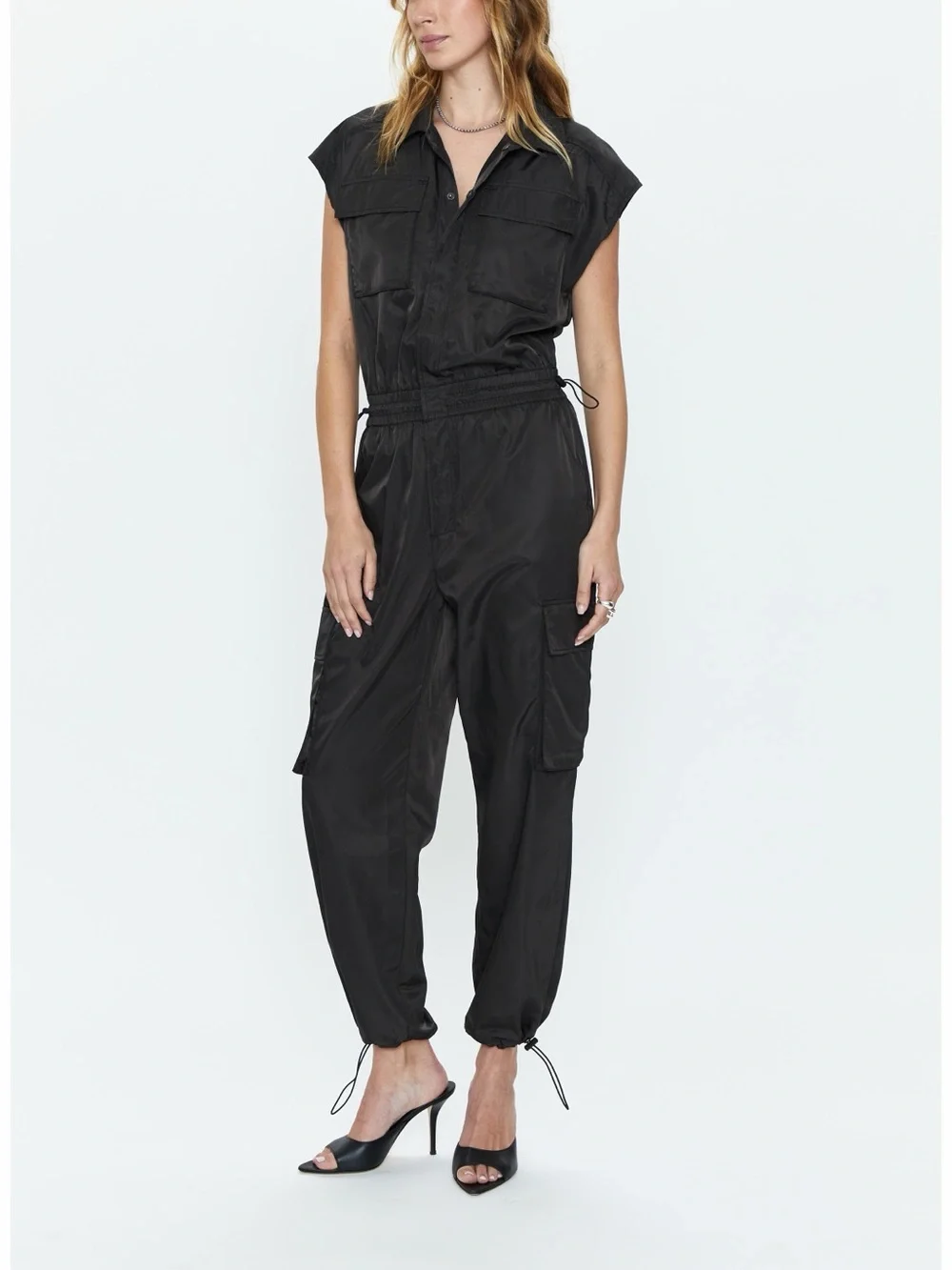 Pistola Jade Black Utility Jumpsuit - Women's Cargo Style - Picture 1 of 13